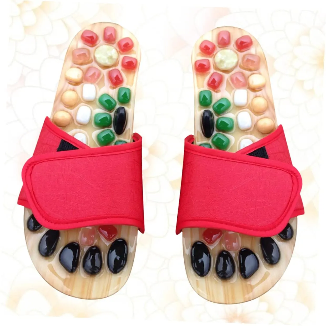 Natural Jade Foot Massage Shoes Cobblestone Pattern Health Massage Slippers Size 41-42