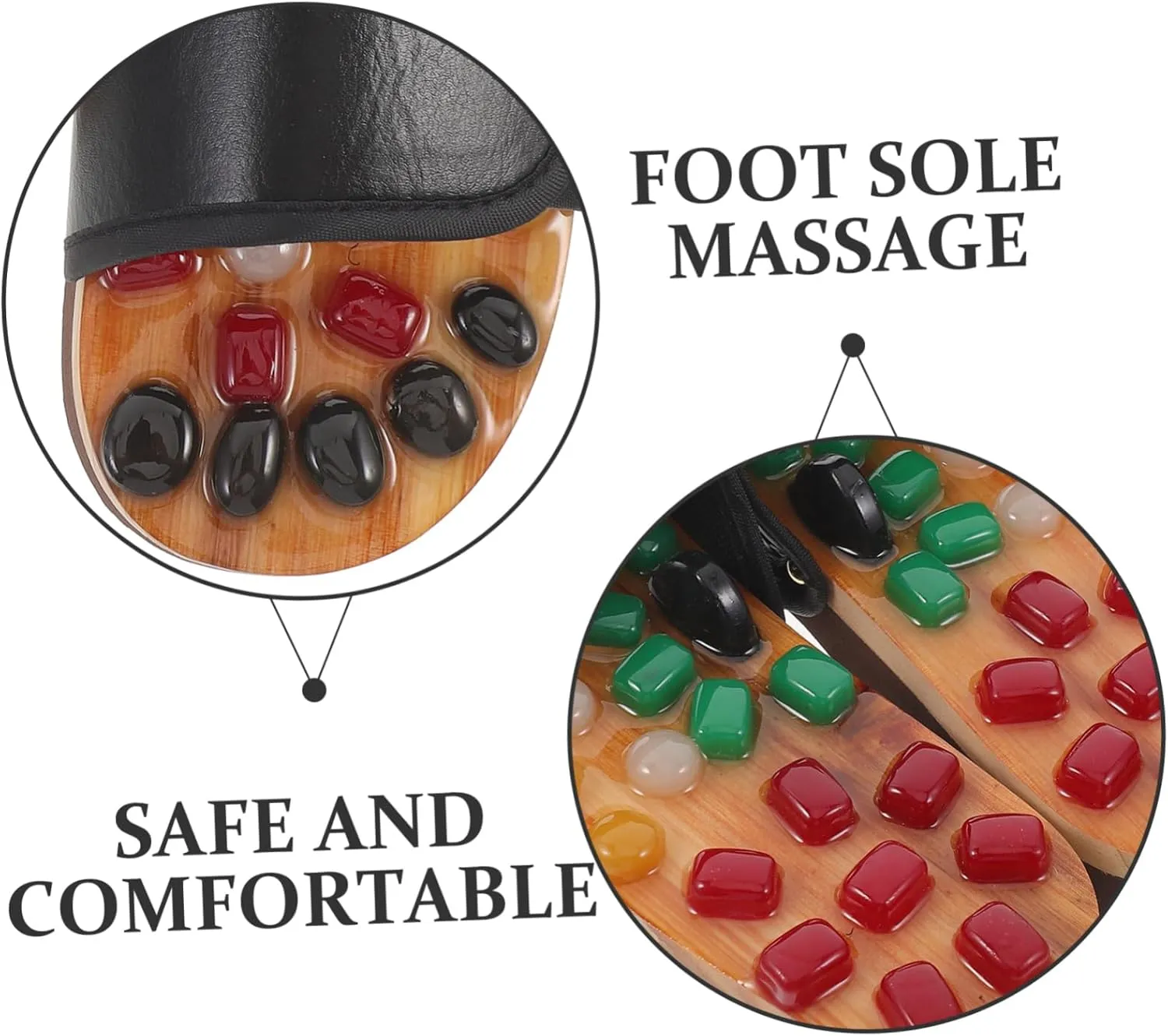 Natural Jade Pebble Massage Slippers Foot Warmer Sandals Acupressure Foot Massage for Health