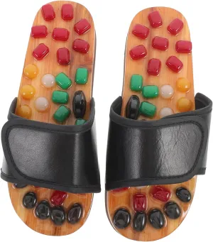 Natural Jade Pebble Massage Slippers Foot Warmer Sandals Acupressure Foot Massage for Health