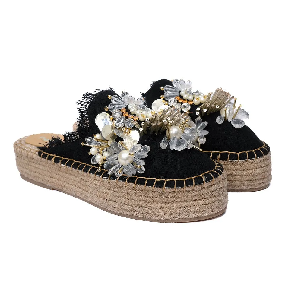 New York Black Espadrilles Platform