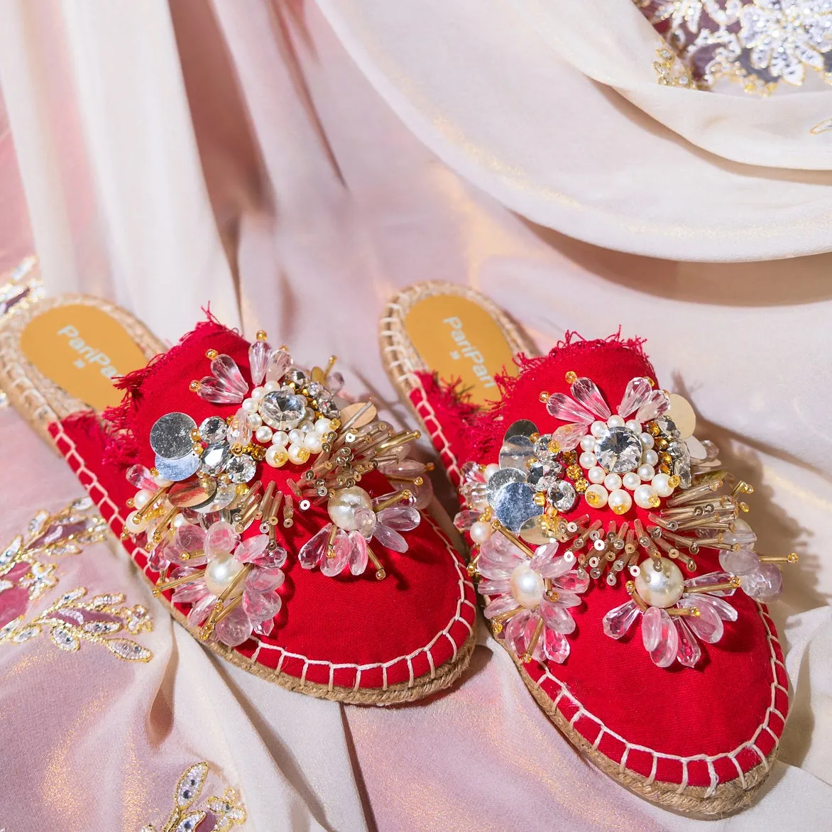New York Red Espadrilles Flats