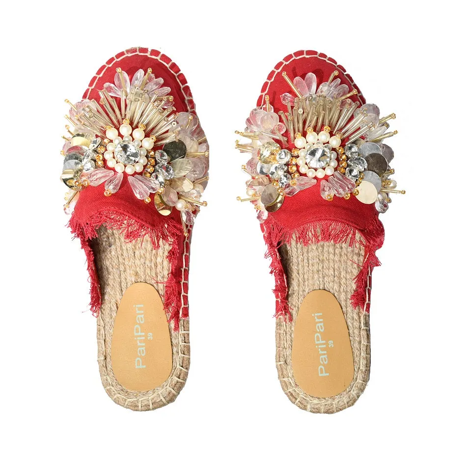 New York Red Espadrilles Flats