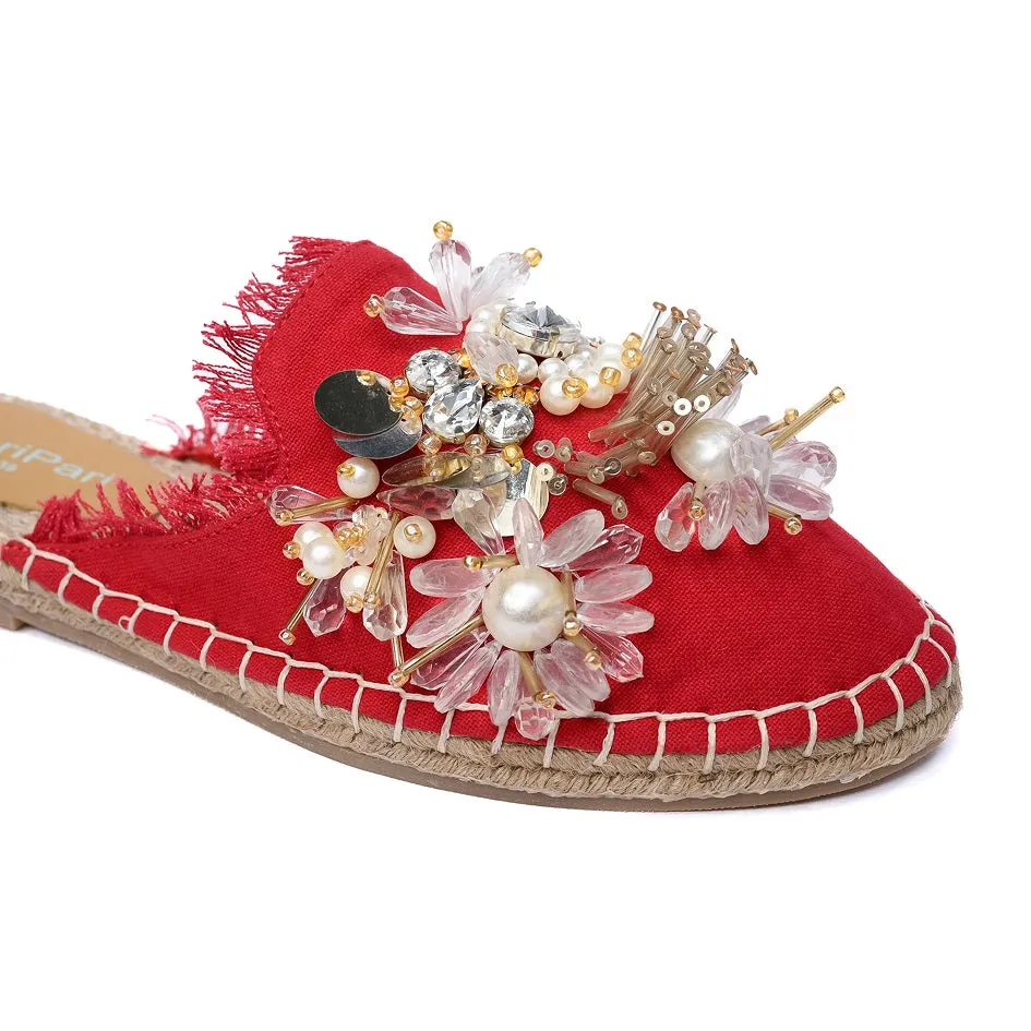 New York Red Espadrilles Flats