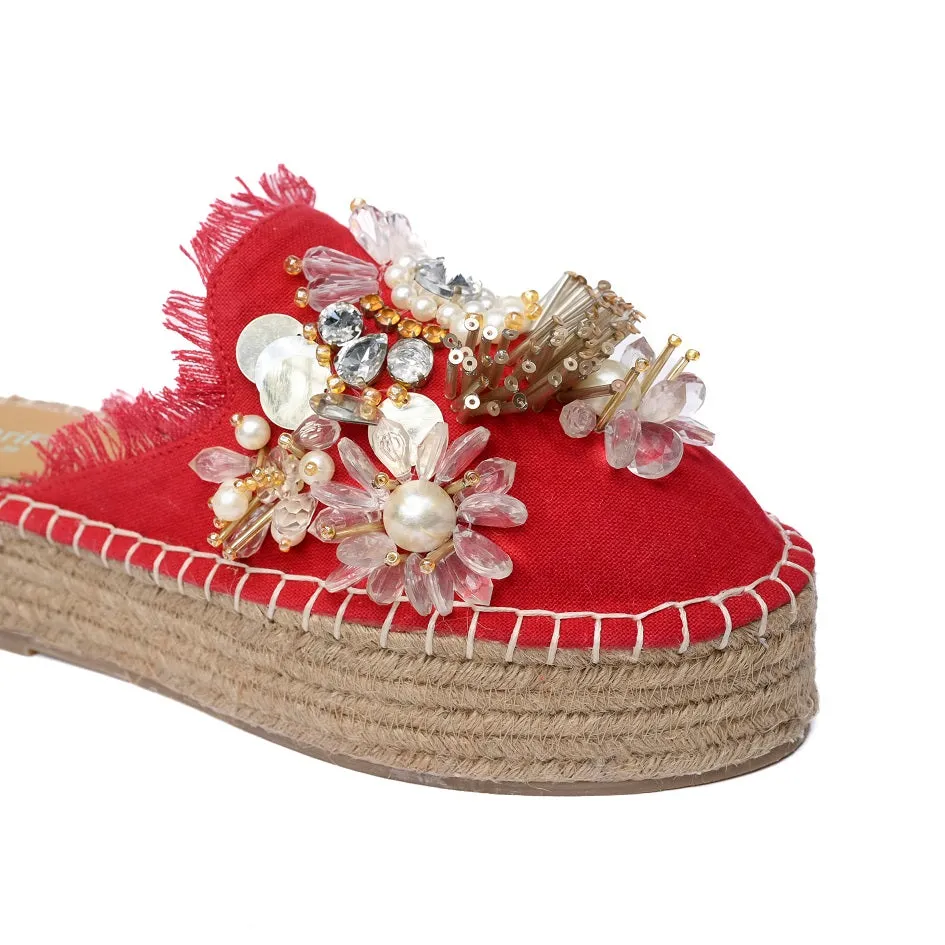 New York Red Espadrilles Platform