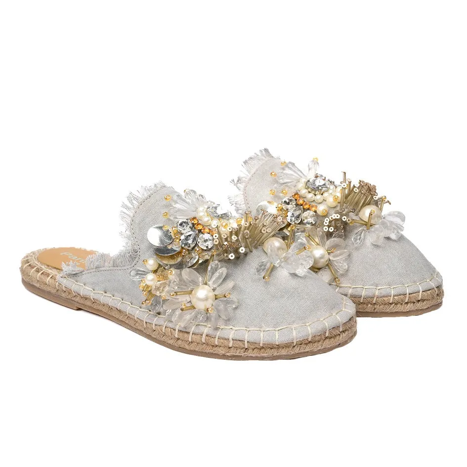 New York Silver Espadrilles Flats