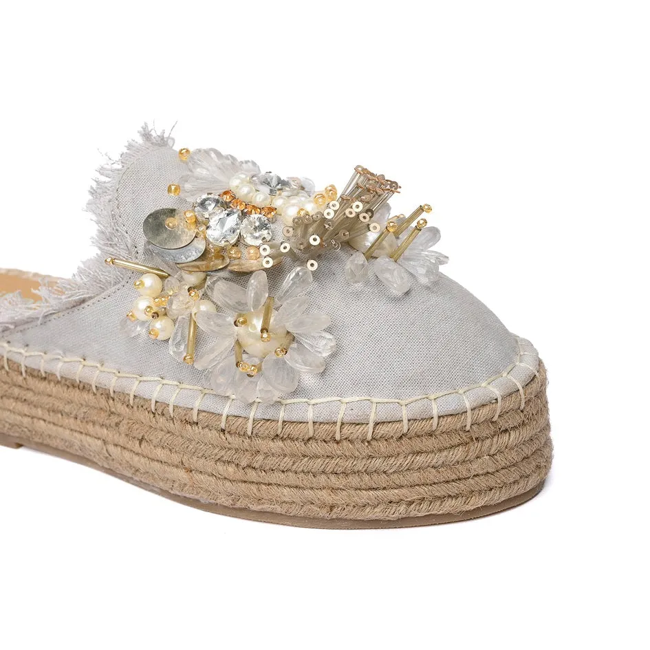 New York Silver Espadrilles Platform