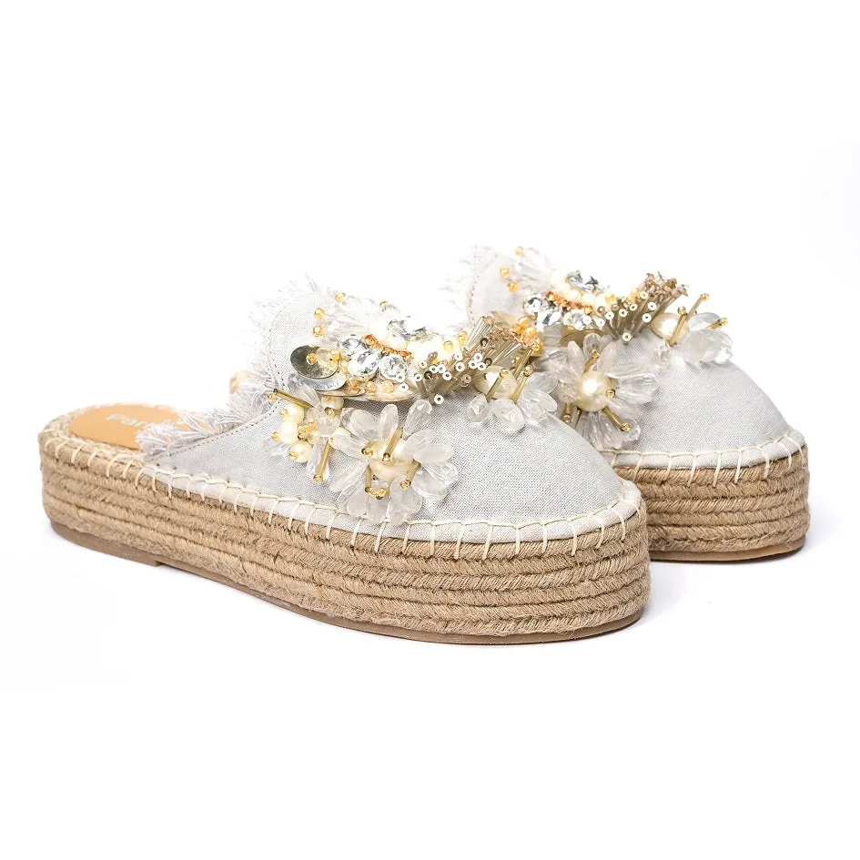 New York Silver Espadrilles Platform