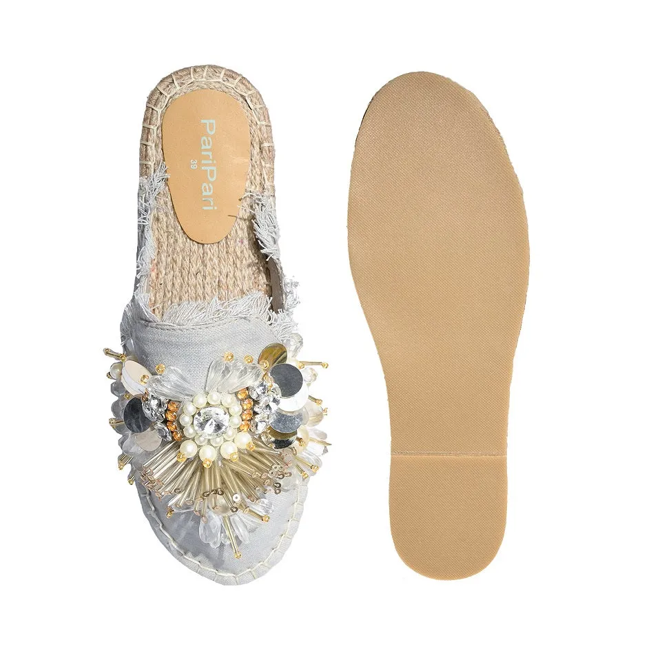 New York Silver Espadrilles Platform