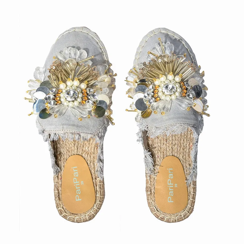New York Silver Espadrilles Platform