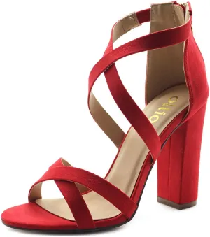 Ollio Women's Shoes Faux Suede or Faux Leather Ankle Toe Cross Strap Zip Up High Heels Pumps Sandals H98