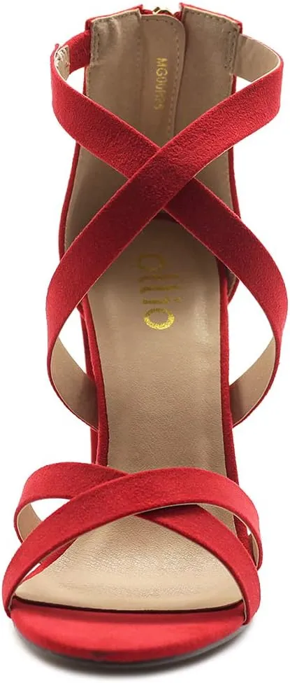 Ollio Women's Shoes Faux Suede or Faux Leather Ankle Toe Cross Strap Zip Up High Heels Pumps Sandals H98