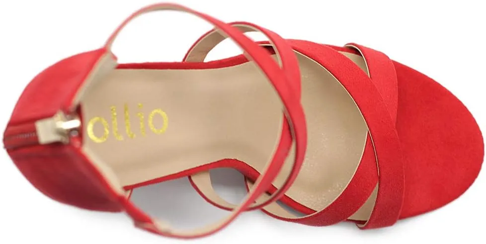 Ollio Women's Shoes Faux Suede or Faux Leather Ankle Toe Cross Strap Zip Up High Heels Pumps Sandals H98