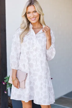 On Your Way Off White Floral Babydoll Dress