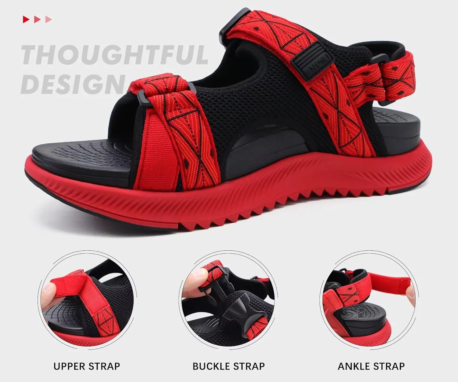 ONCAI Hiking Sandals for Men Arch Support Walking Breathable Mesh Beach Sandalias and Orthopedic Man Recovery Sports Sandles with Adjustable Strap