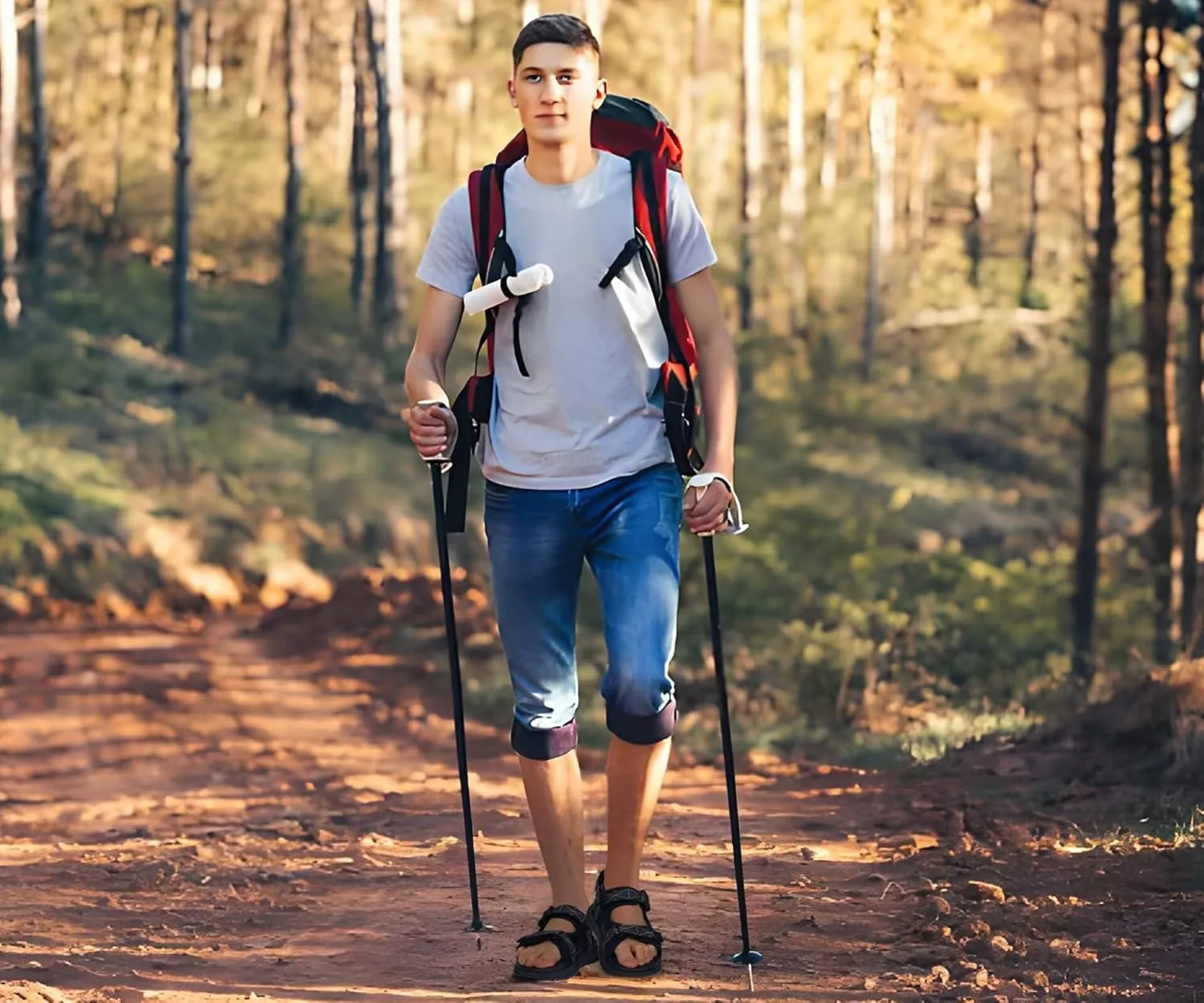 ONCAI Hiking Sandals for Men Arch Support Walking Breathable Mesh Beach Sandalias and Orthopedic Man Recovery Sports Sandles with Adjustable Strap