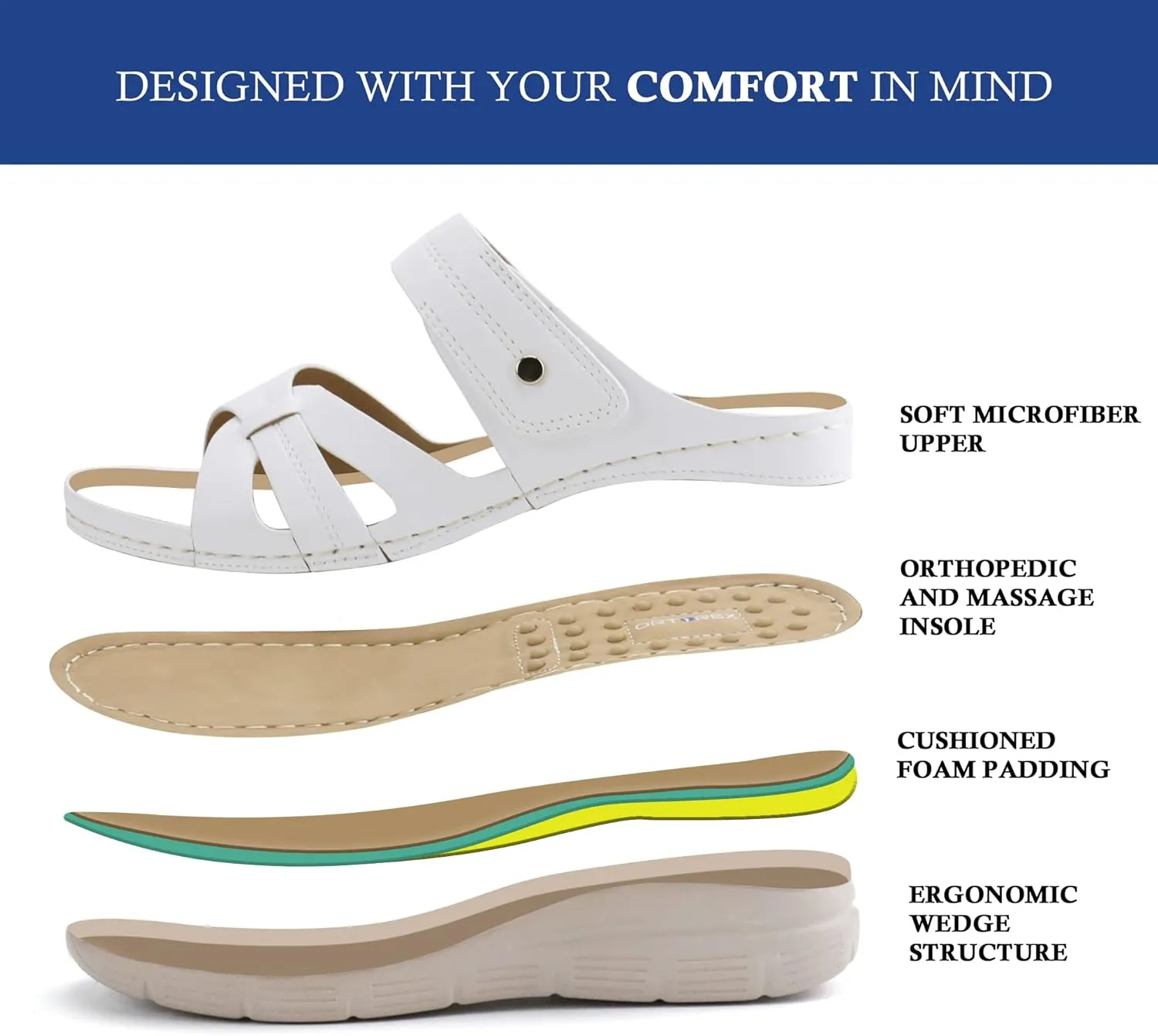 Ortho rest Women Orthotic Slides Comfortable Orthopedic Sandals Walking Sandals with Arch Support