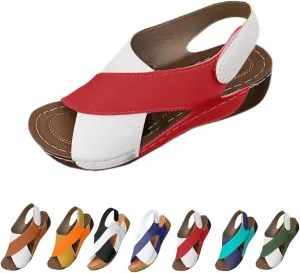 Orthopedic Sandals for Women,2025 Womens Orthopedic Sandals Summer Color Block Arch Support Shoes,Thick Sole Shoes