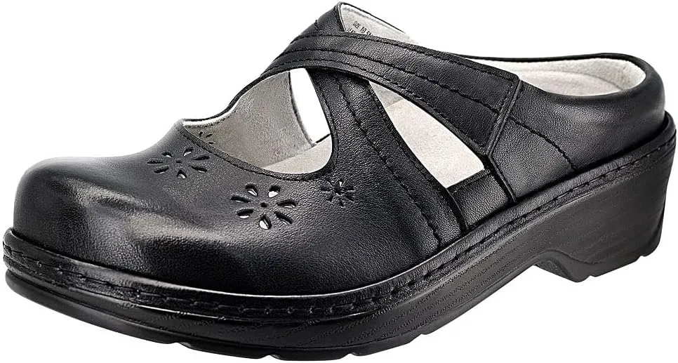 PAMIR Women's Mary Jane Clogs and Mules Leather Shoes with Arch Support