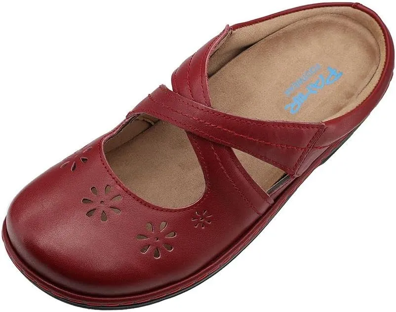 PAMIR Women's Mary Jane Clogs and Mules Leather Shoes with Arch Support