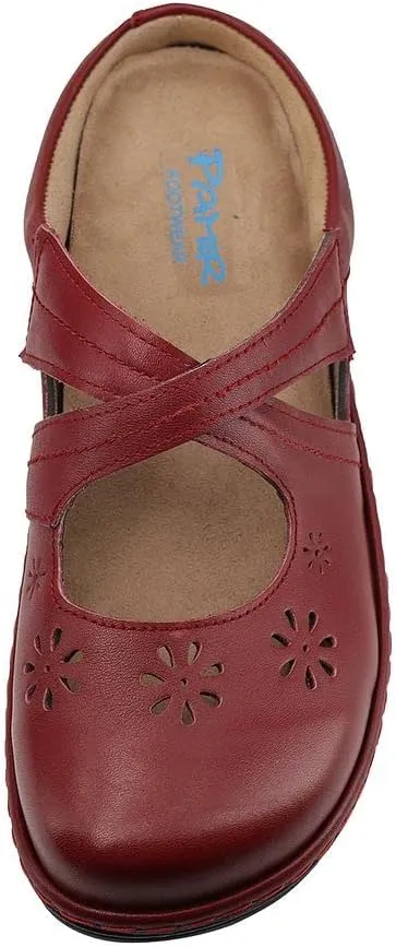 PAMIR Women's Mary Jane Clogs and Mules Leather Shoes with Arch Support