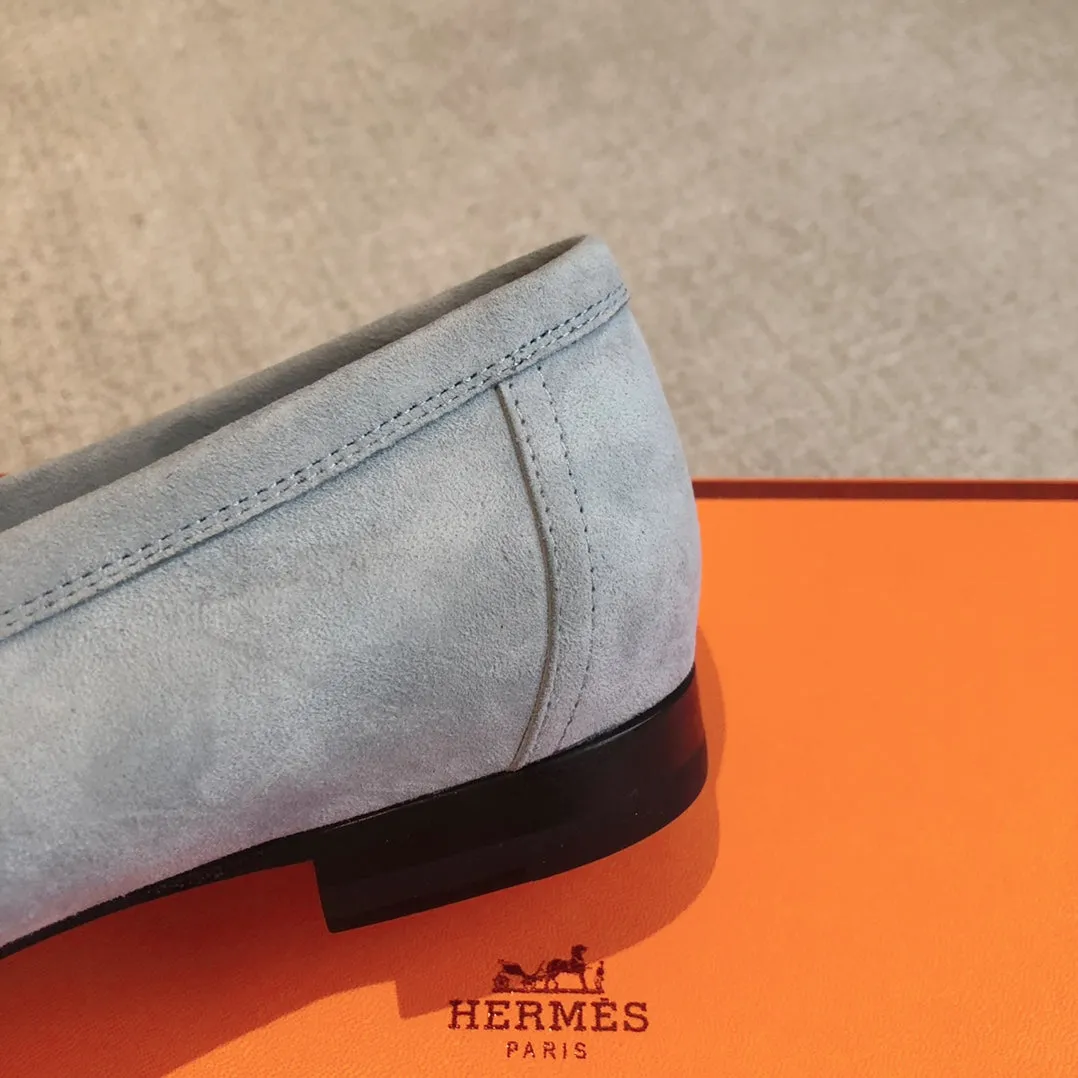 Paris Loafer Baby Blue Suede Calfskin With Signature Buckle 509349