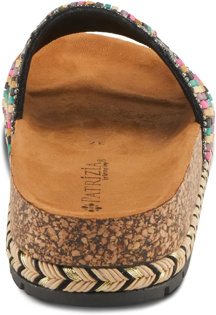 PATRIZIA Women's SWIRLA Multicolor Beaded One-Band Slide Cork Wedge Sandals