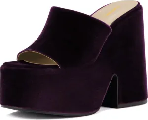 Pazzion Women Chunky Platform High Heeled Sandals Slip On Open Toe Block Heel Slides Mules Comfy Daily Casual Shopping Shoes Size 4-16 US