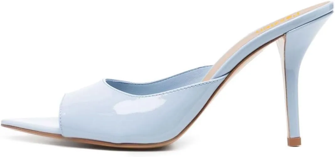 Pazzion Women Classic Pointed Open Toe High Heel Mules Slip On Stiletto Heels Slides Sandals Versatile Leisure Shopping Shoes Size 4-16 US