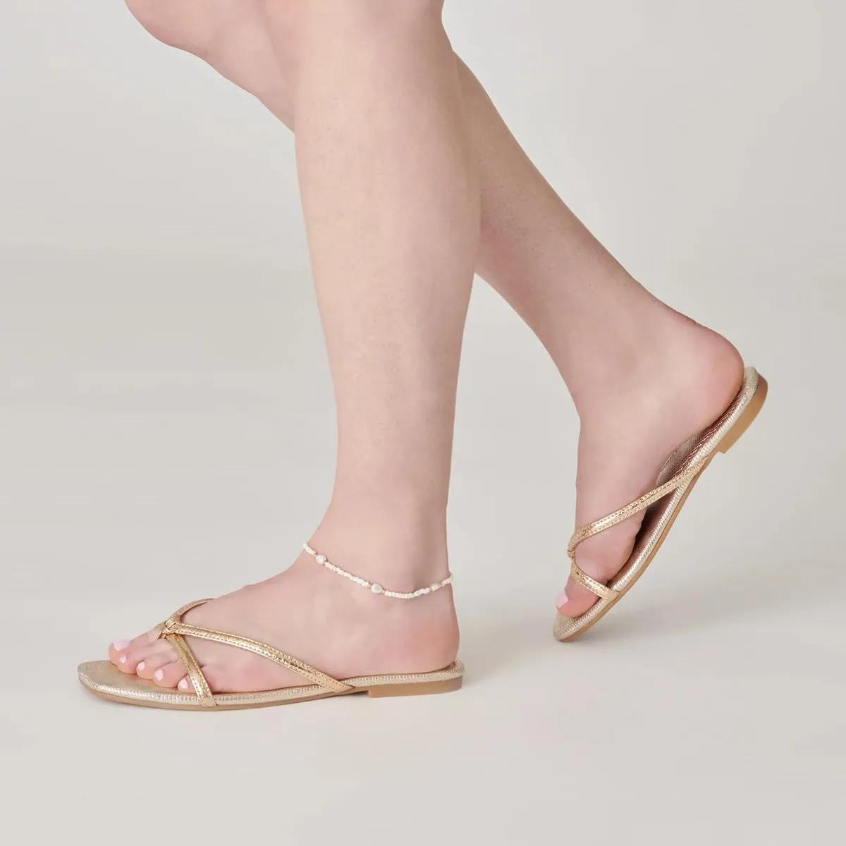 Pazzion Women Square Open Toe Flats Sandals Slip On Backless Flip Flops Dressy Beach Daily Slides Shoes Size 4-16 US