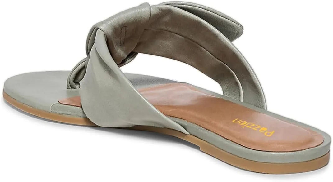 Pazzion Women Trendy Open Toe Flip Flops Sandals Knots Slip On Backless Flats Mules Comfort Beach Summer Shoes Size 4-16 US