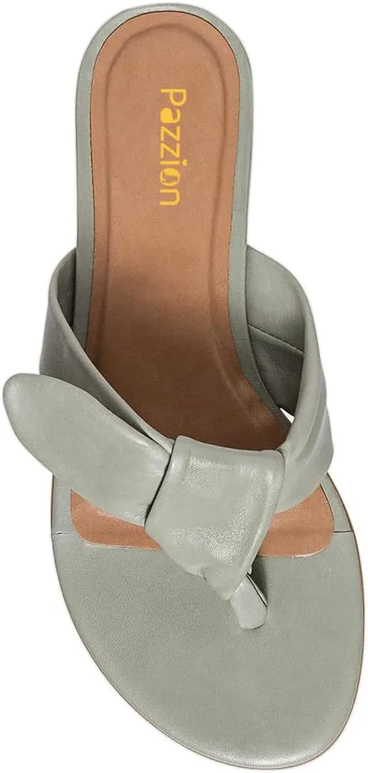 Pazzion Women Trendy Open Toe Flip Flops Sandals Knots Slip On Backless Flats Mules Comfort Beach Summer Shoes Size 4-16 US