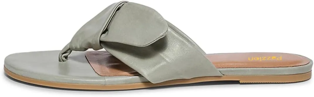 Pazzion Women Trendy Open Toe Flip Flops Sandals Knots Slip On Backless Flats Mules Comfort Beach Summer Shoes Size 4-16 US