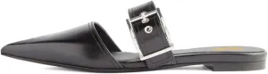 Pazzion Women Trendy Pointed Closed Toe Flats Mules with Adjustable Strap Buckles Slip On Backless Slides Slippers Comfy Leisure Dress Shoes Size 4-16 US
