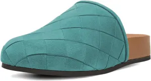 Pazzion Women's Comfy Closed Toe Braided Clogs Mules Slip On Low Wedge Heel Sandals Casual Shopping Slides Shoes Size 4-16 US