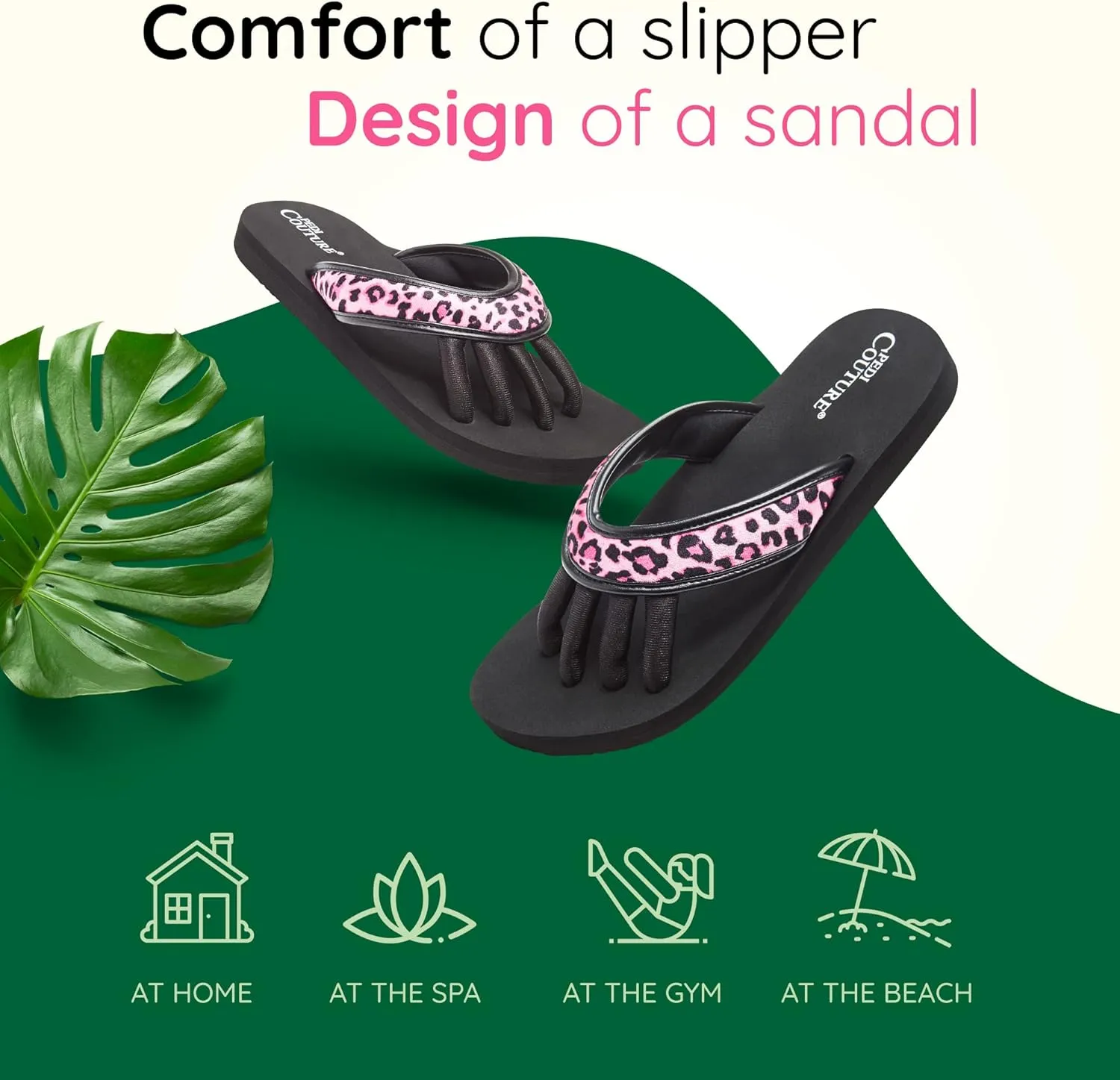 Pedicure Sandals with Built In Toe Separators for Women - Comfortable Spa Style Flip Flops for Home, Salon, Yoga & Gym Use