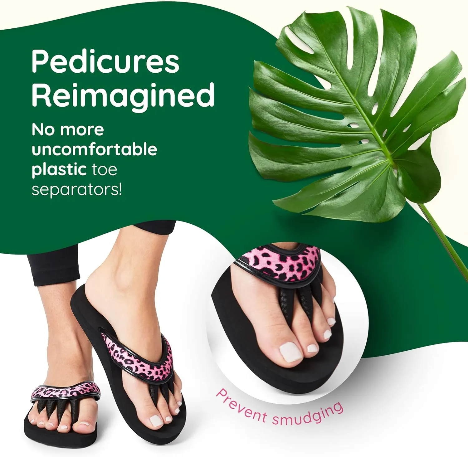 Pedicure Sandals with Built In Toe Separators for Women - Comfortable Spa Style Flip Flops for Home, Salon, Yoga & Gym Use