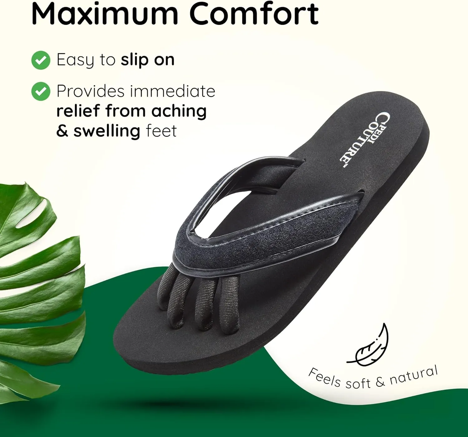 Pedicure Sandals with Built In Toe Separators for Women - Comfortable Spa Style Flip Flops for Home, Salon, Yoga & Gym Use