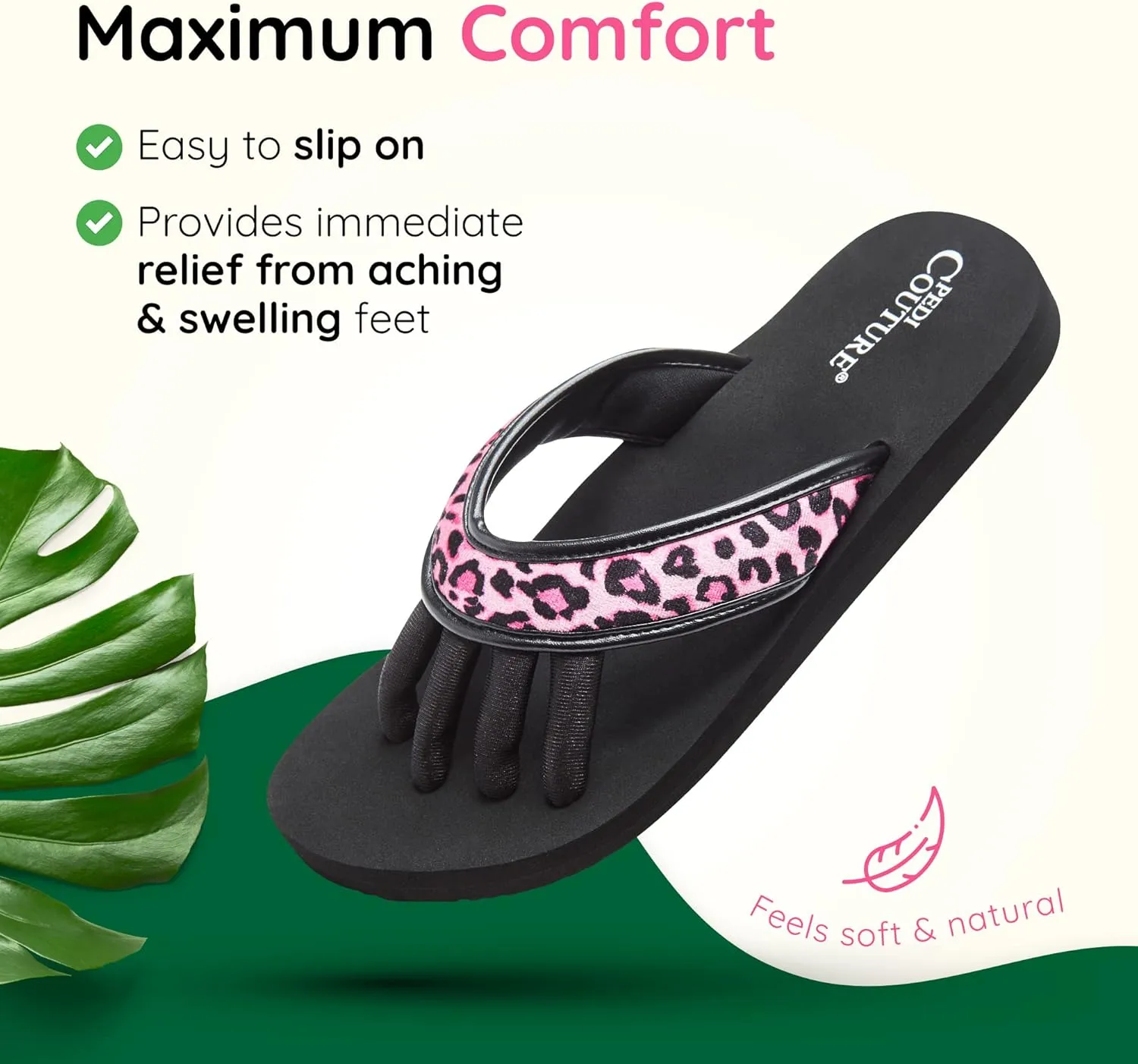 Pedicure Sandals with Built In Toe Separators for Women - Comfortable Spa Style Flip Flops for Home, Salon, Yoga & Gym Use