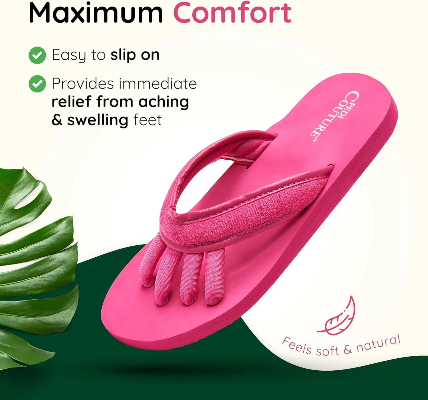 Pedicure Sandals with Built In Toe Separators for Women - Comfortable Spa Style Flip Flops for Home, Salon, Yoga & Gym Use