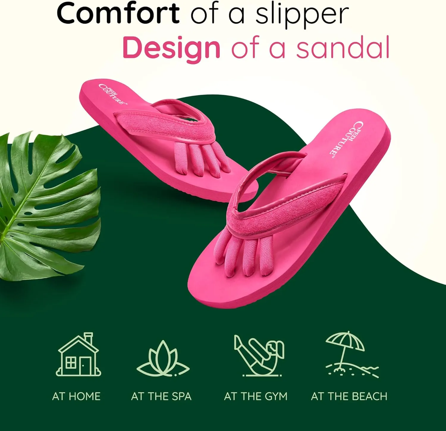 Pedicure Sandals with Built In Toe Separators for Women - Comfortable Spa Style Flip Flops for Home, Salon, Yoga & Gym Use