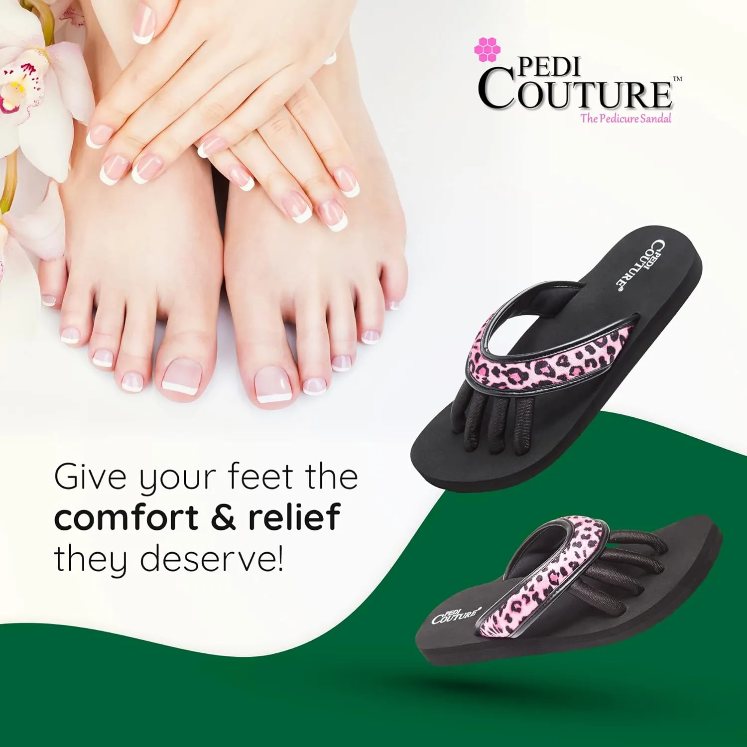 Pedicure Sandals with Built In Toe Separators for Women - Comfortable Spa Style Flip Flops for Home, Salon, Yoga & Gym Use