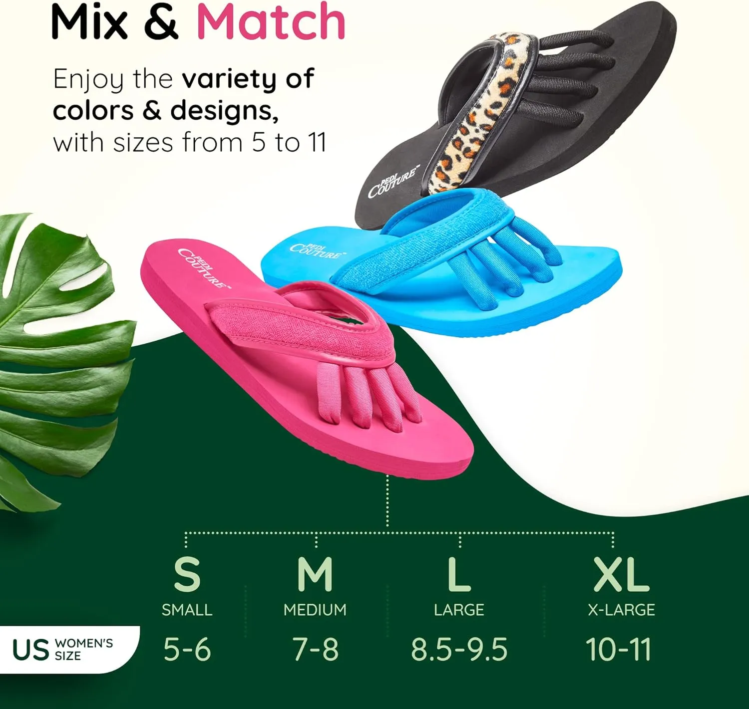 Pedicure Sandals with Built In Toe Separators for Women - Comfortable Spa Style Flip Flops for Home, Salon, Yoga & Gym Use