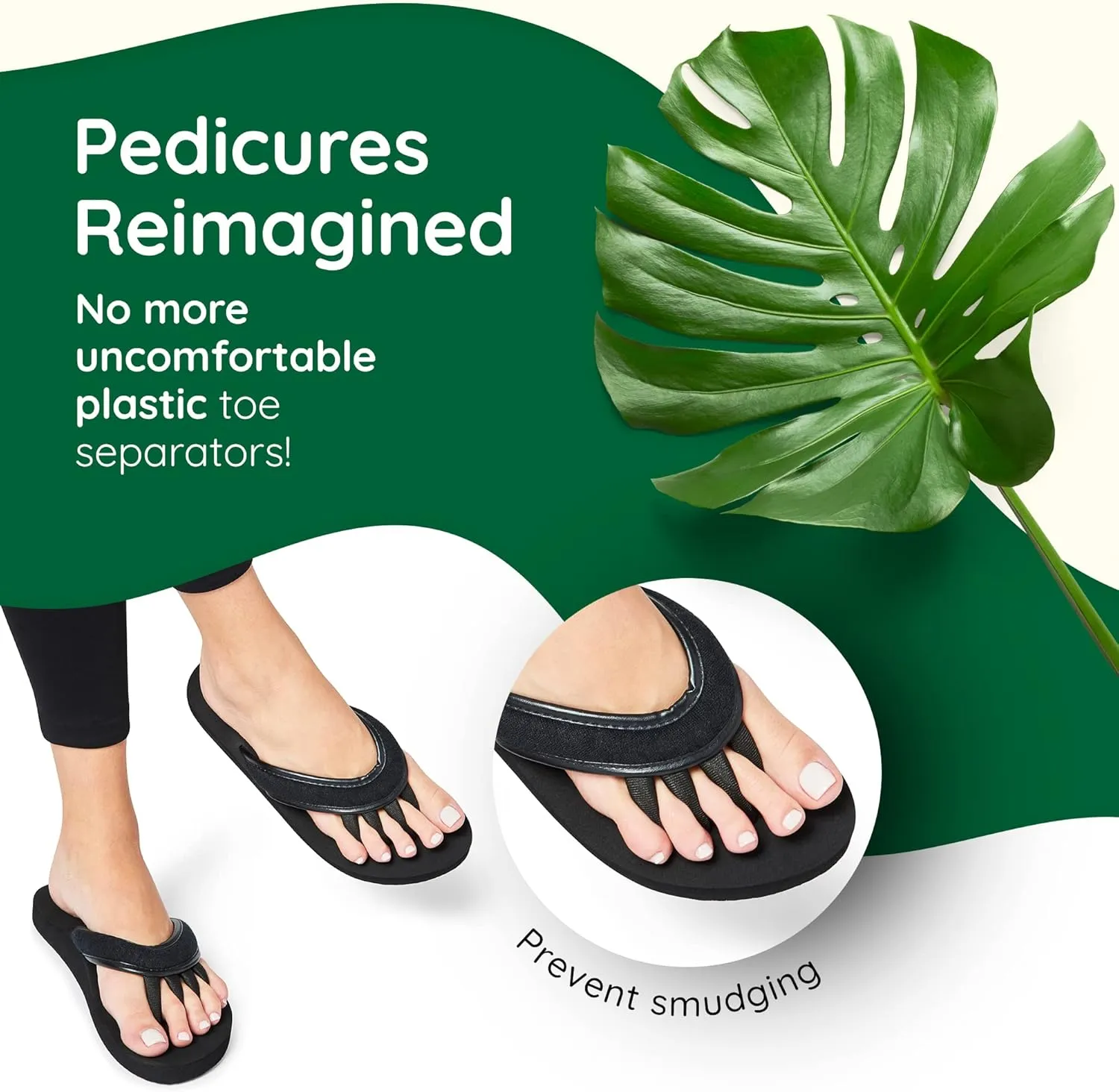 Pedicure Sandals with Built In Toe Separators for Women - Comfortable Spa Style Flip Flops for Home, Salon, Yoga & Gym Use