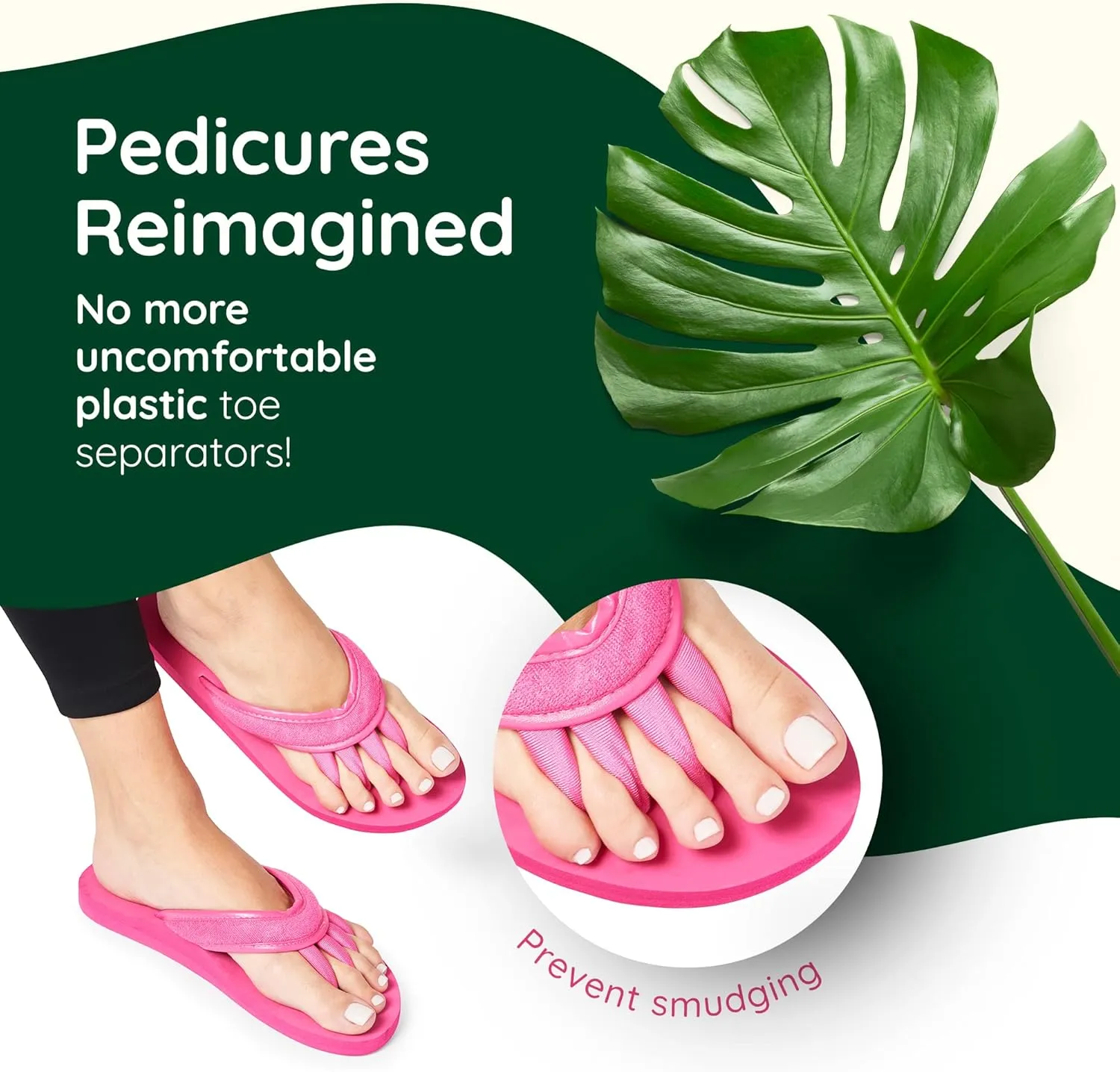 Pedicure Sandals with Built In Toe Separators for Women - Comfortable Spa Style Flip Flops for Home, Salon, Yoga & Gym Use