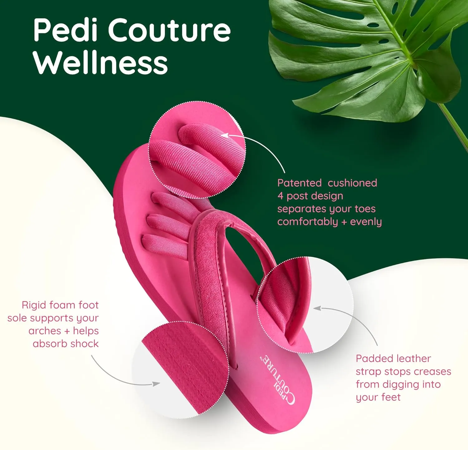 Pedicure Sandals with Built In Toe Separators for Women - Comfortable Spa Style Flip Flops for Home, Salon, Yoga & Gym Use