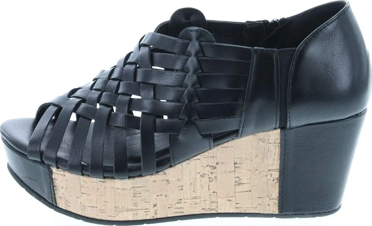 Pierre Dumas Women's Natural-1 Vegan Leather Criss Cross Strappy Wedge Platform Sandals