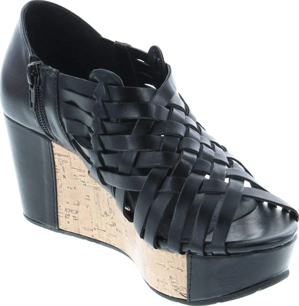 Pierre Dumas Women's Natural-1 Vegan Leather Criss Cross Strappy Wedge Platform Sandals