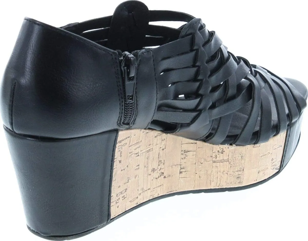 Pierre Dumas Women's Natural-1 Vegan Leather Criss Cross Strappy Wedge Platform Sandals