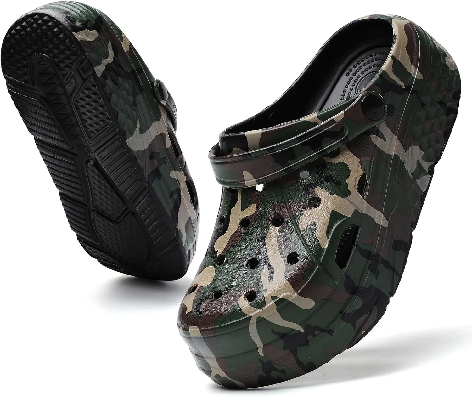 Platform Graphic Clogs for Women: Summer Garden Shoes - Slip On Beach Sandals - Outdoor Water Slippers with Removable Insole