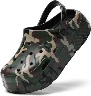 Platform Graphic Clogs for Women: Summer Garden Shoes - Slip On Beach Sandals - Outdoor Water Slippers with Removable Insole
